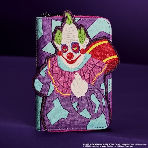 Loungefly Killer Klowns from Outer Space Jumbo Cosplay Glow Zip Around Wallet‎ - Picture 2 of 7